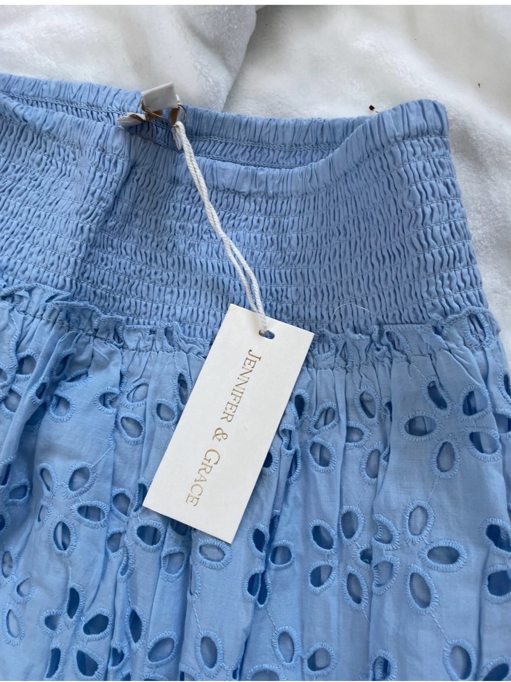 NWT Jennifer & Grace Blue Eyelet Lace Maxi Skirt and Top Set - Picture 5 of 5
